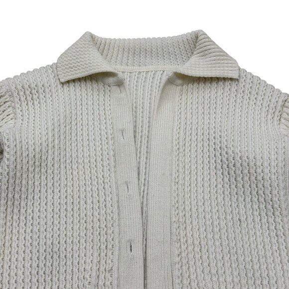 Women’s Cardigan sweater white wool y2k open closure - Picture 2 of 5